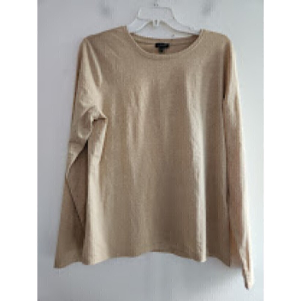 Talbots Metallic Gold/Brown Crew Neck Pull Over Blouse/Sweater size Large
